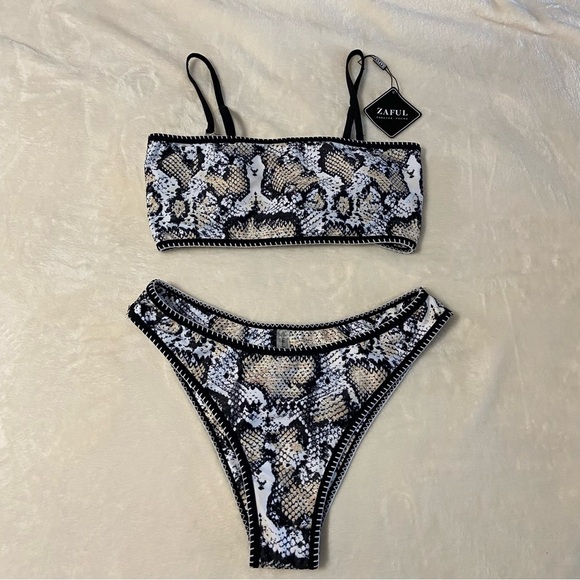 NWT ZAFUL / Forever Young Reptile Print Bikini Swim Suit Size 6 - Picture 1 of 13